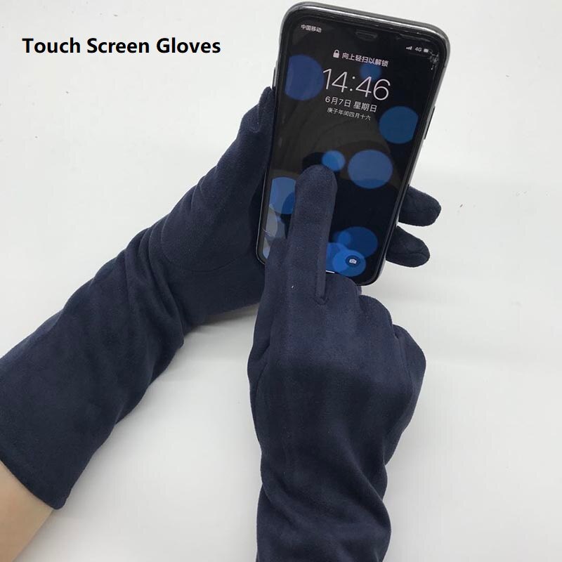 Touch Screen Gloves Warm Full Finger Gloves Winter Ladies Gloves Suede Long 50CM Arm Suede Touch Screen Thick Gloves