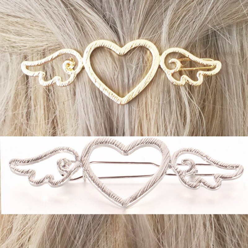 Coração de pêssego oco asa hairpin metal amor asas acessórios para o cabelo casamento nupcial acessórios para o cabelo feminino meninas headwear