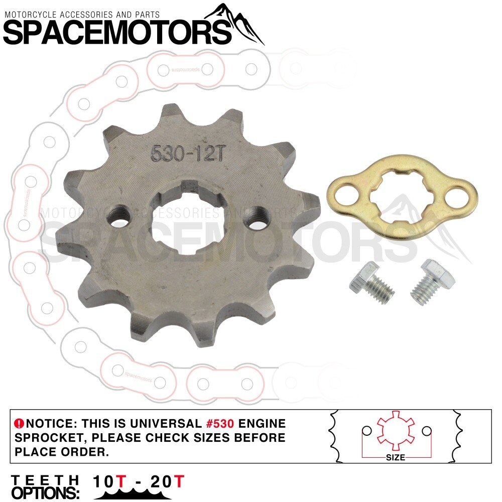 Front Engine Sprocket Star #530 10T-20T 12 13 Teeth 20mm For 530 Chain With Locker Motorcycle Dirt Bike PitBike ATV Quad Parts