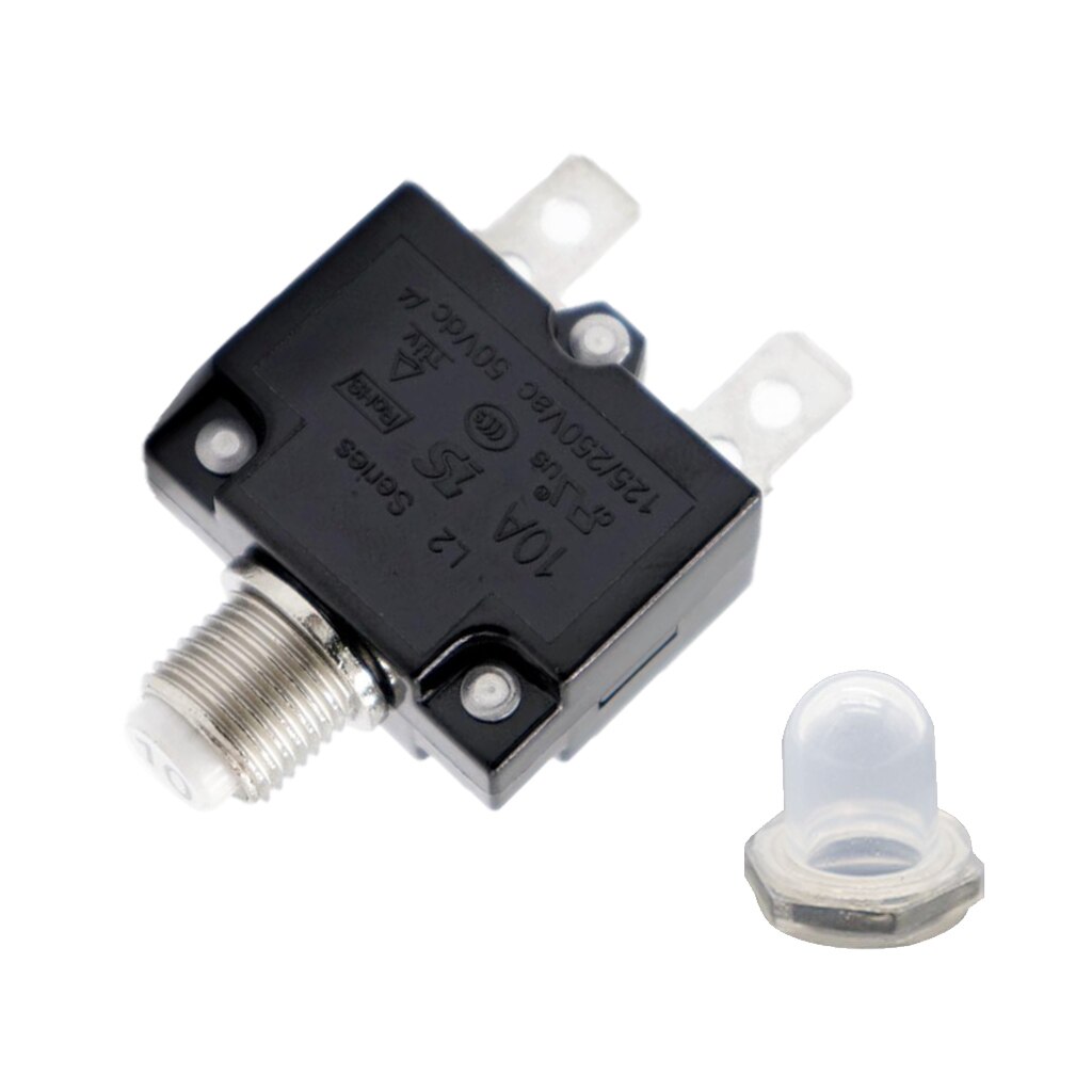 12V Push Button Resettable Thermal Circuit Breaker Overload Protector 10AMP
