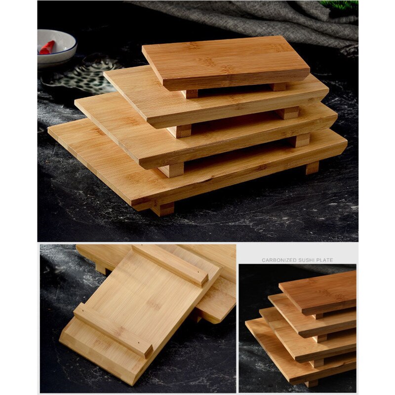Bambus Küche Sushi Platte Sushi Tablett Sushi Dekoration Restaurant Holz Tablett für Sushi Sashimi Bazooka Nachtisch