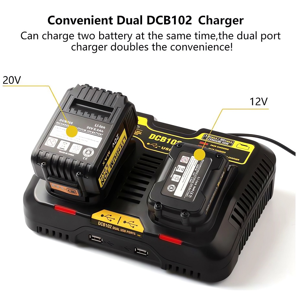 Batterie Li-ion pour DeWalt 12V 14.4V 18V 20V, DCB102 DCB118 DCB112 DCB200 DCB201