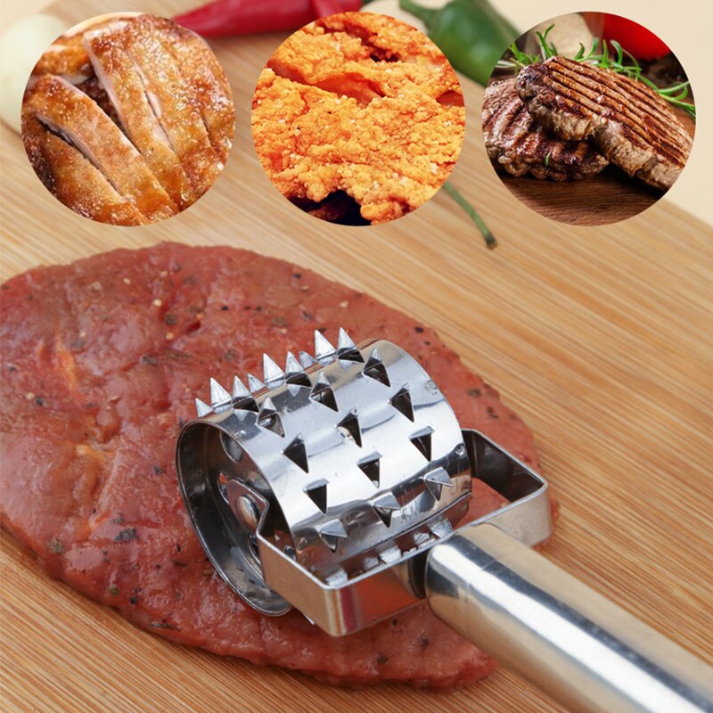 Huishoudelijke Steak Tenderizer Keuken Rundvlees Rvs Rolling Wiel Gereedschap Grenen Biefstuk Vlees Naald Bakken Accessoires Tool