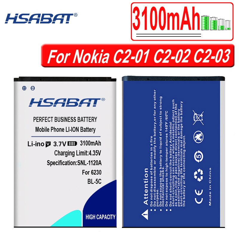 HSABAT Battery for Nokia BL-4B BL-4D BL-4C BL-4CT BL-4U BL-5B BL-5BT BL-5C BL-5CT BL-5J BP-5M BP-6X BL-6Q BLC-2 BLD-3 BLB-2
