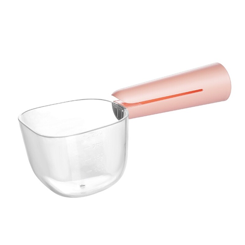 Cuillère à mesurer la nourriture pour animaux de compagnie, avec mesures précises, tasse à mesurer la nourriture pour chien et chat, cuillère transparente, prise confortable: Rose