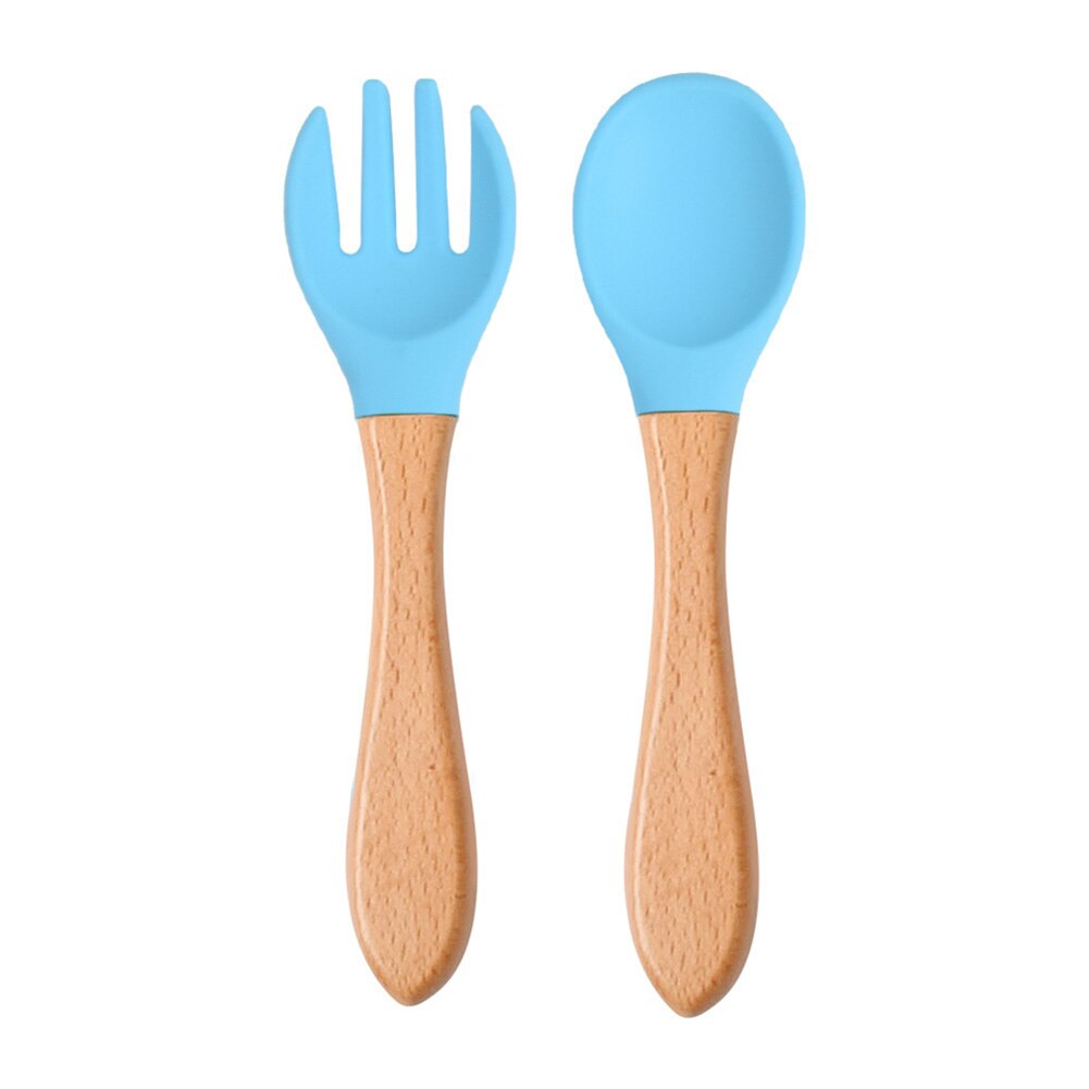 Baby Lepel Siliconen Houten Babyvoeding Lepel Accessoires Kinderen Verjaardagscadeautjes Veiligheid Kinderen Leren Eten Tool: Style I