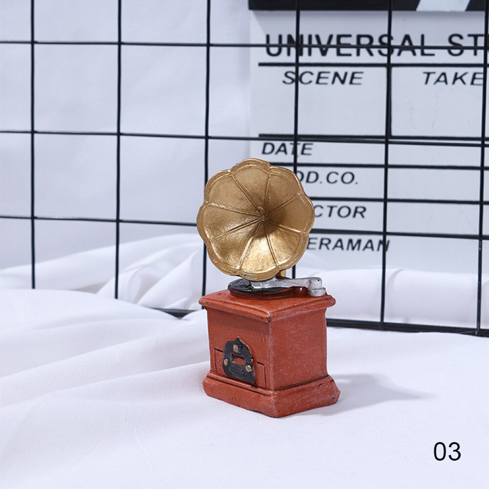 Vintage Mini Resin Crafts Phonograph Camera Piano Radio Model Nostalgia Living Room Home Decor Photo Prop: 03