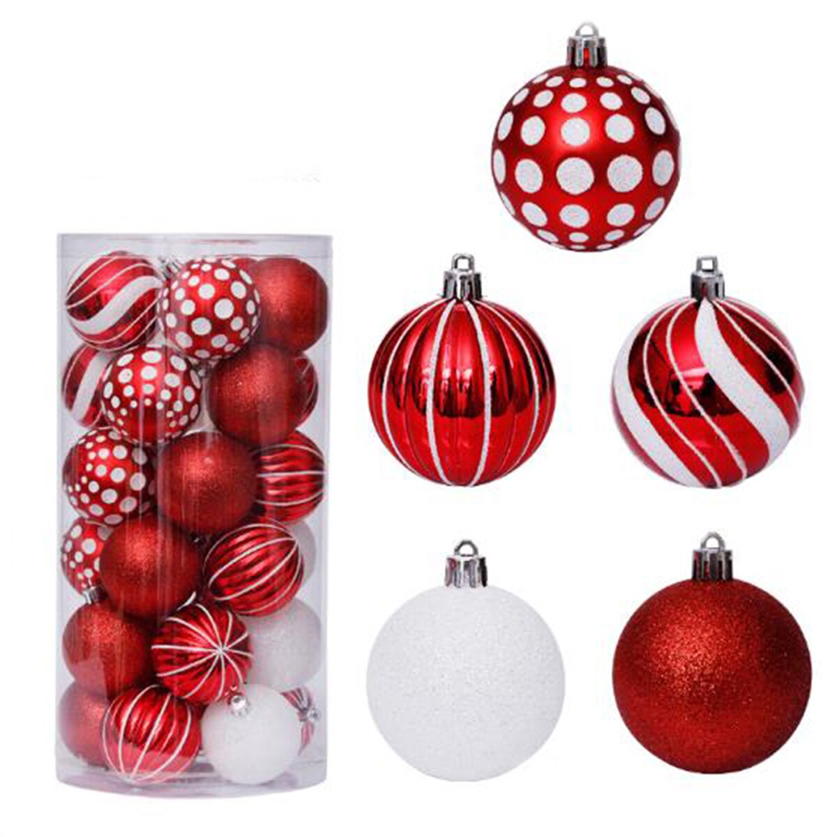 Ornamentos de plástico transparente para bolas, 6 cm, 30 peças, cor de bola de natal, decoração para casa, festa, mercado de natal, pingente de árvore