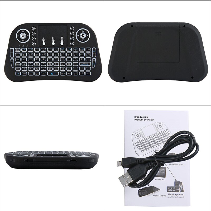 7 Kleur Backlit I10 Mini Draadloze Toetsenbord 2.4G Air Mouse Met Touchpad Afstandsbediening Voor Android Tv Box Mini pc Vs Mini I8
