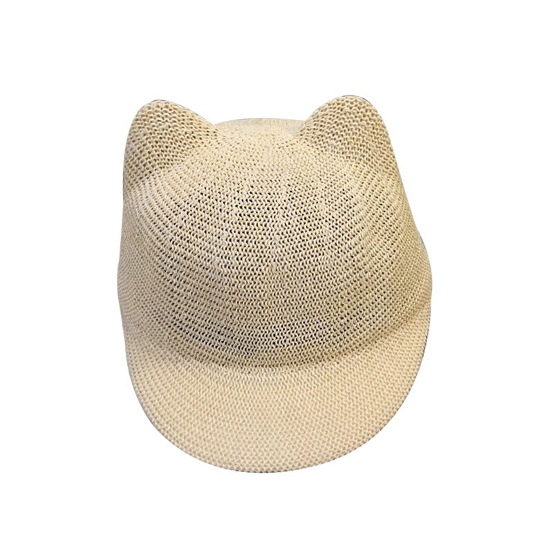 Casquette de paille pour bébé garçon et fille, chapeau de soleil d'été avec oreilles pour la plage, casquette de Baseball pour enfants, 1 pièce: Beige