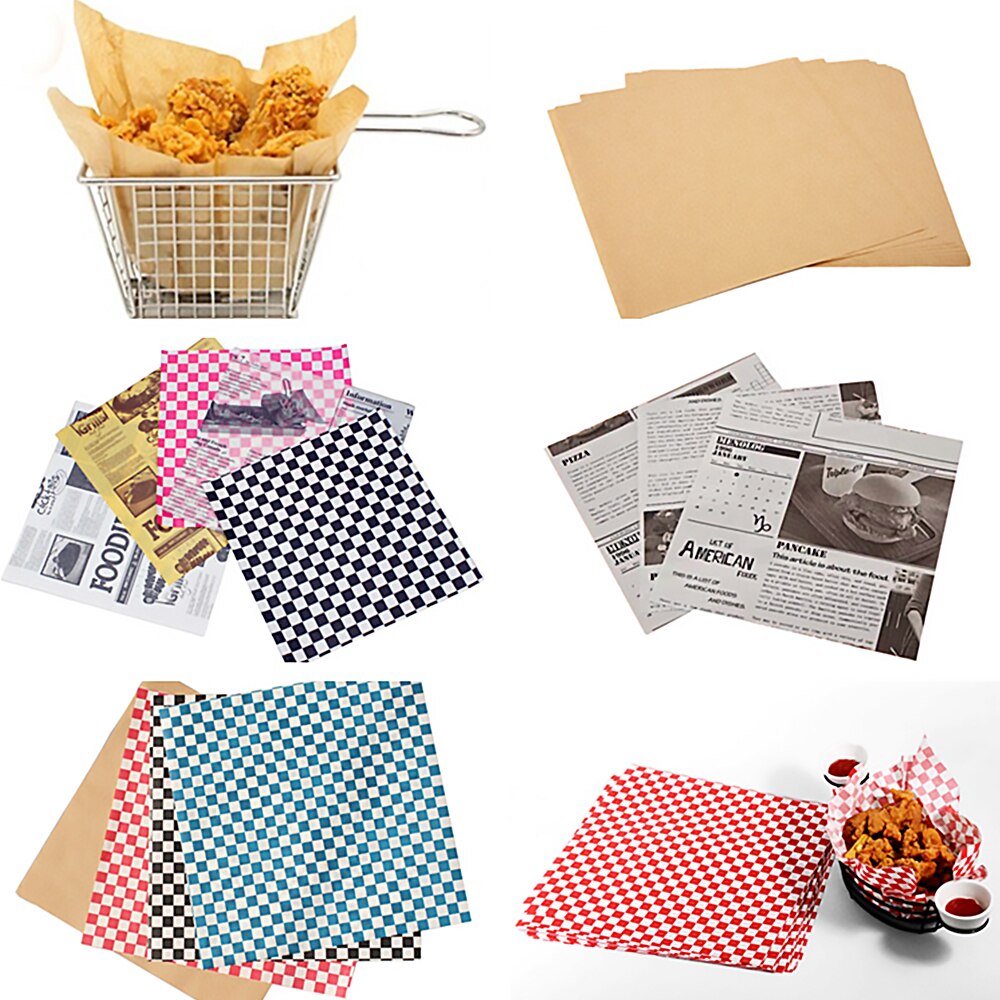 Papel absorbente de aceite antiadherente para alimentos, envolturas de grado alimenticio para pan, hamburguesa, patatas fritas, herramienta de cocina para hornear, 200 piezas