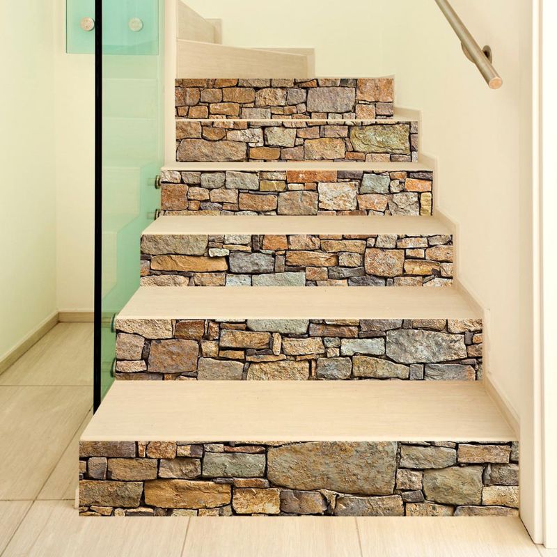 Escadaria de Pedra 6 Pçs/set 3D Stairway Riser Escada Piso Etiqueta Auto Adesiva DIY Decalque Da Parede Do PVC Multi Pacote-peça À Prova D' Água: Default Title