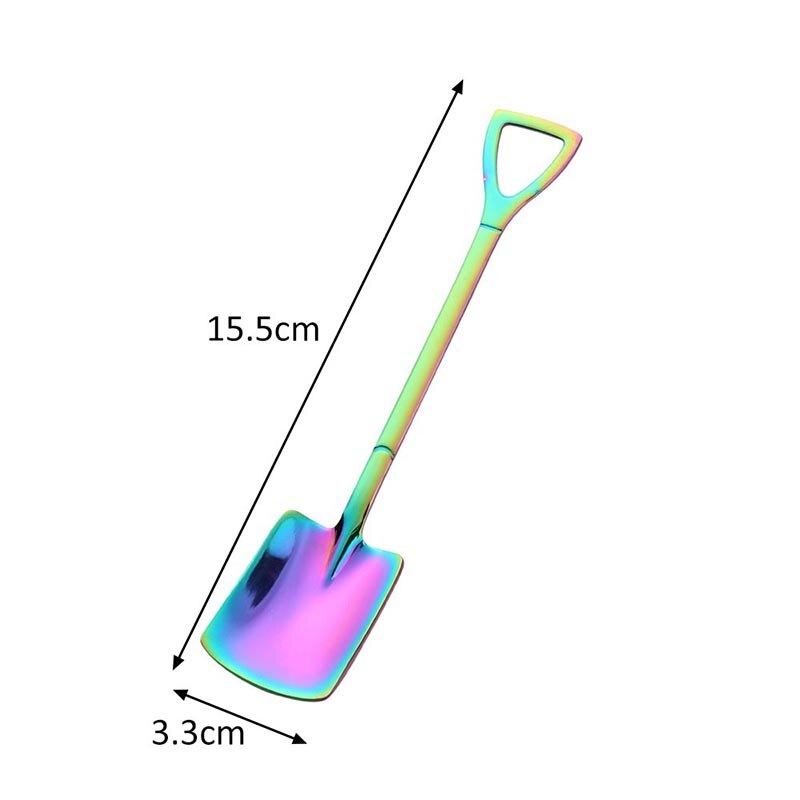 1Pcs 304 Stainless Steel Iron Shovel Spoon Retro Style Coffee Ice Cream Spoon 3Colors Multi Purpose Cusp/Square Kitchen Gadget: colorful square 