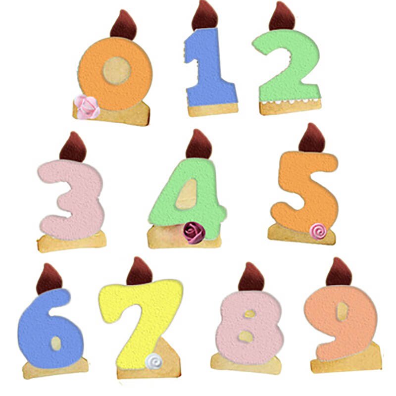 12 Stuks Verjaardagstaart Kaars Nummer 3D Vorm Koekjes Chocolade Cookie Muffin Keuken Bakken Tool Spons Mousse Dessert Decoreren