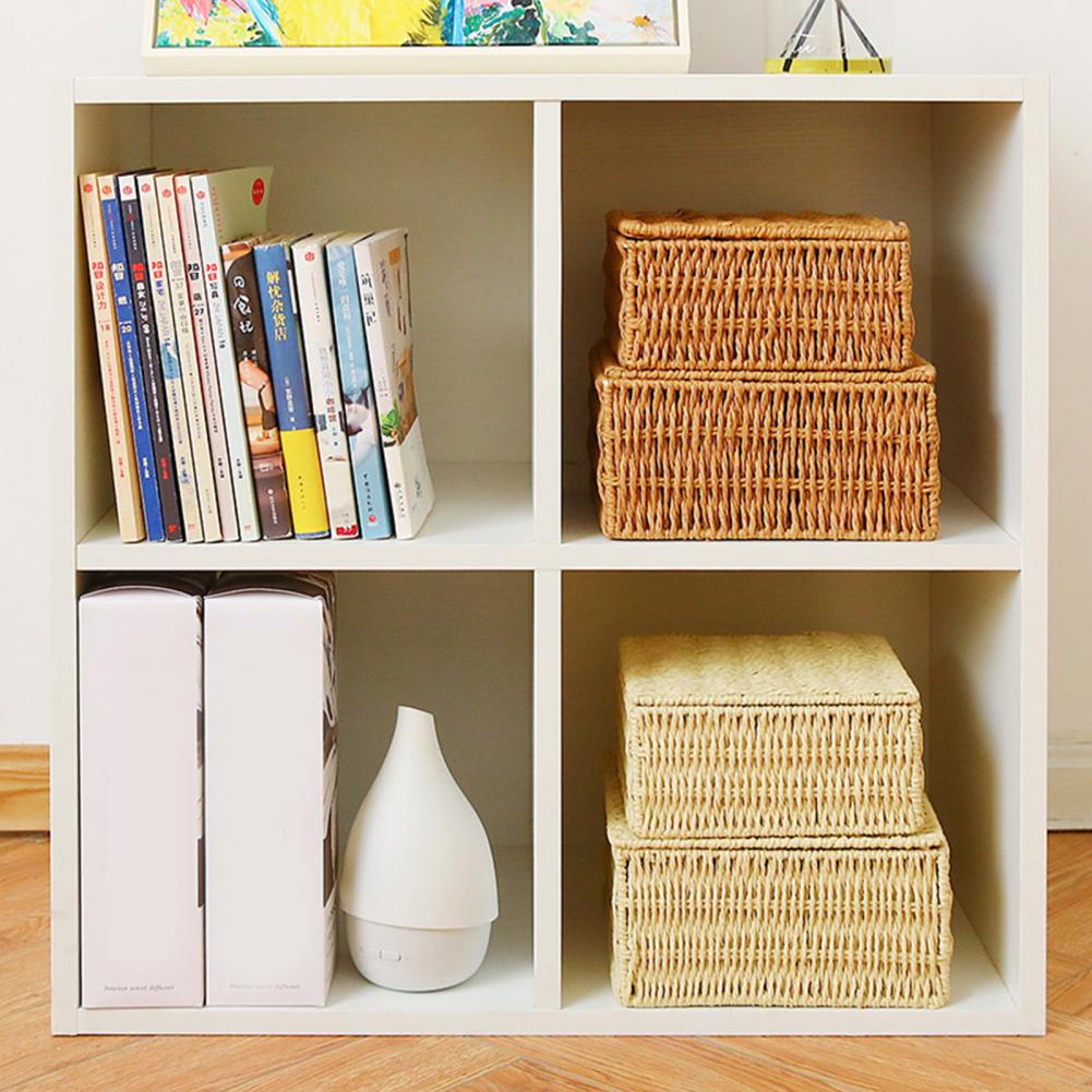 Storage Box Multi-purpose Storage Basket Organizer Anti-rust Reusable Storage Beautiful Rattan Case for Office Storage Box