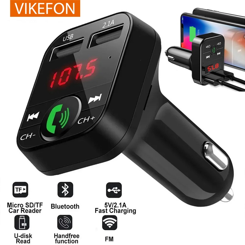 Car Bluetooth Receiver FM Transmitter Wireless Audio Adapter Hands Free MP3 Player Dual USB Fast Car Charger Bluetooth Car Kit