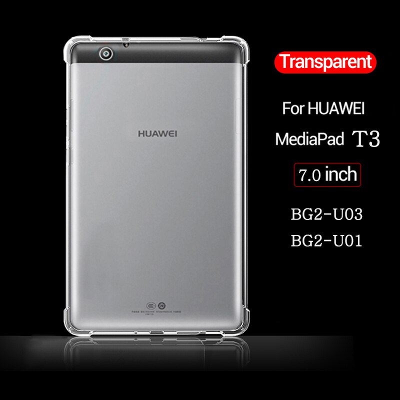 Shockproof Silicone Case for Huawei MediaPad MatePad T3 T5 T8S M3 M5 M6 Lite 8.0 8.4 10.1.8 Transparent Rubber Flexible Bumper: Huawei-T3 7.0 3G