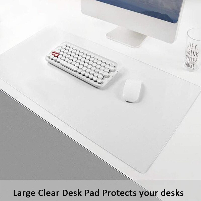 Clear Desk Pad, 35.5 inch X 17.7 inch Non-Slip Textured PVC Soft Desk Writing Mat - Round Edges Desk Protector