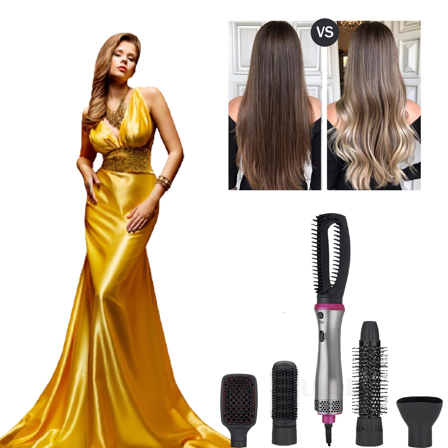 Multi Functional 5 In 1 Hair Dryer Comb Hair Curling Straightening Hair Styling Straightener Curler Electric Air Iron For dryer