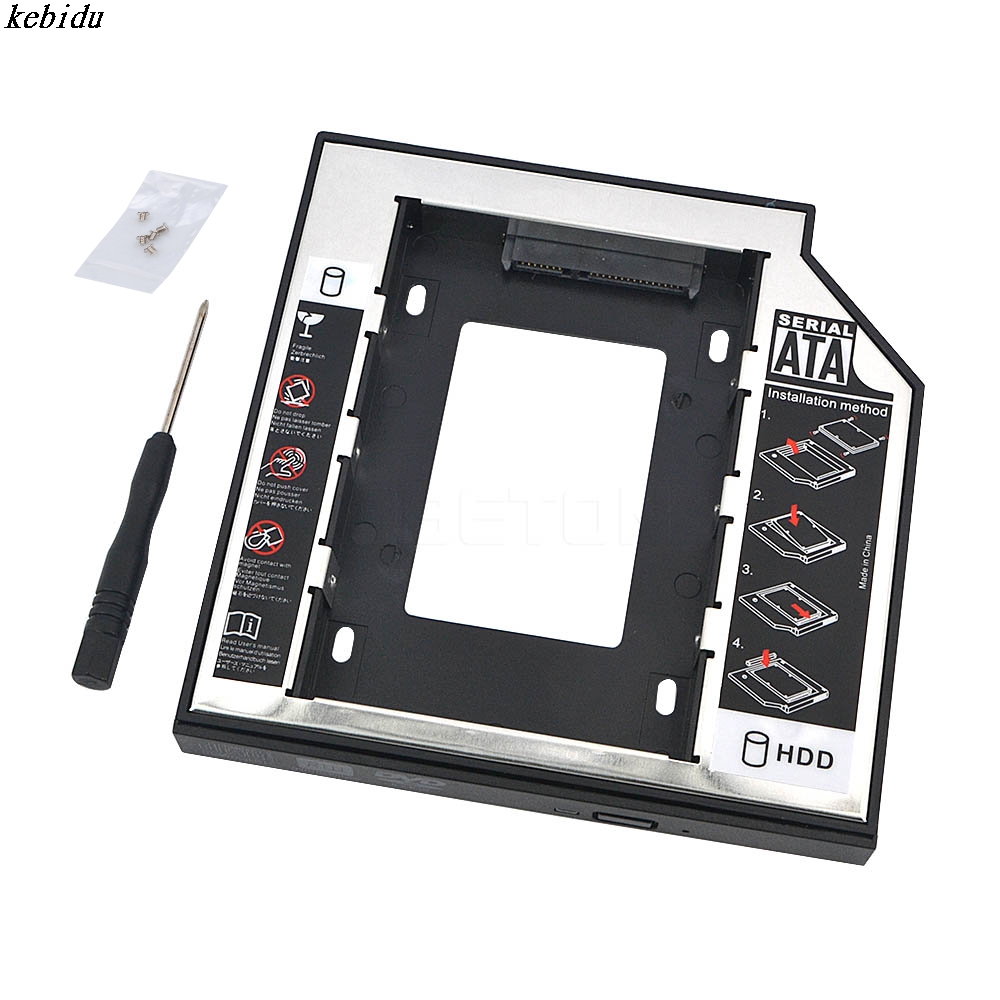 Kebidu 1 pc 12,7mm Universal- 2nd HDD Caddie 2,5 "SATA 3,0 SSD fallen Festplatte Gehäbenutzen + LED-anzeige für Laptop CD-Rom