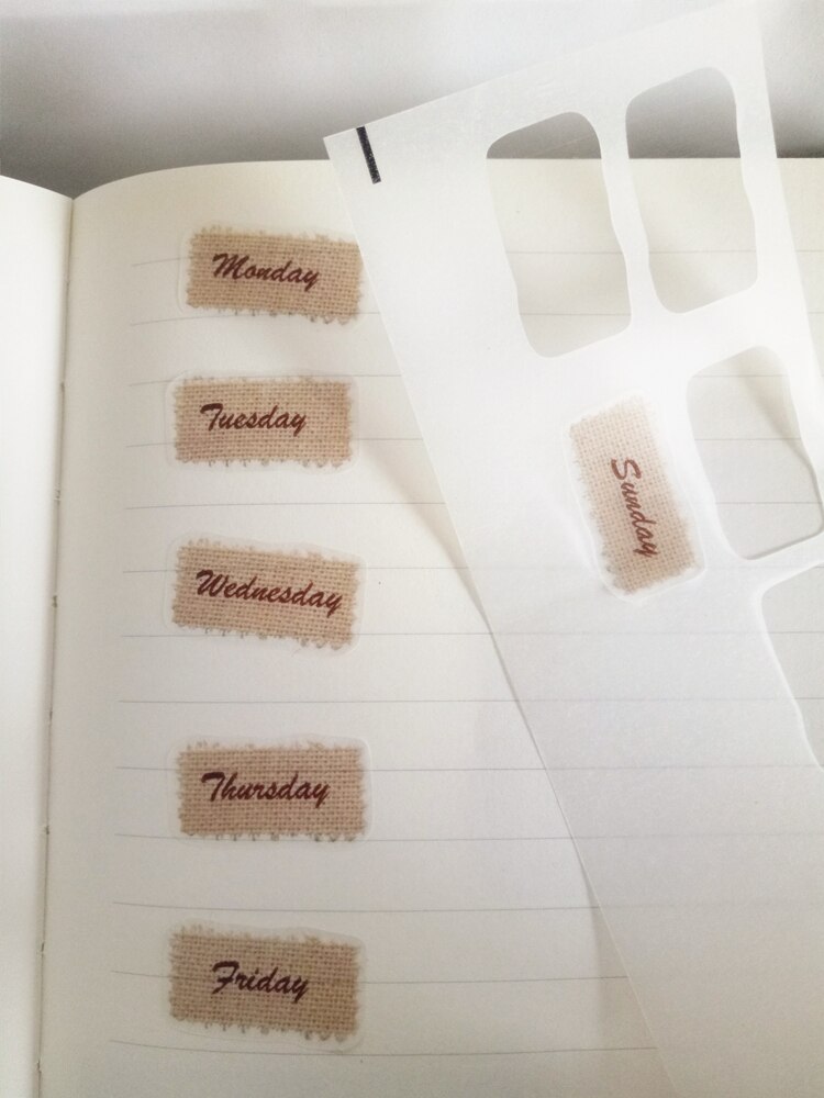 49 st vintage veckovisa engelska planerare klistermärken svavelsyra transparent papper för dagbok scrapbooking etikett dekorativa brevpapper