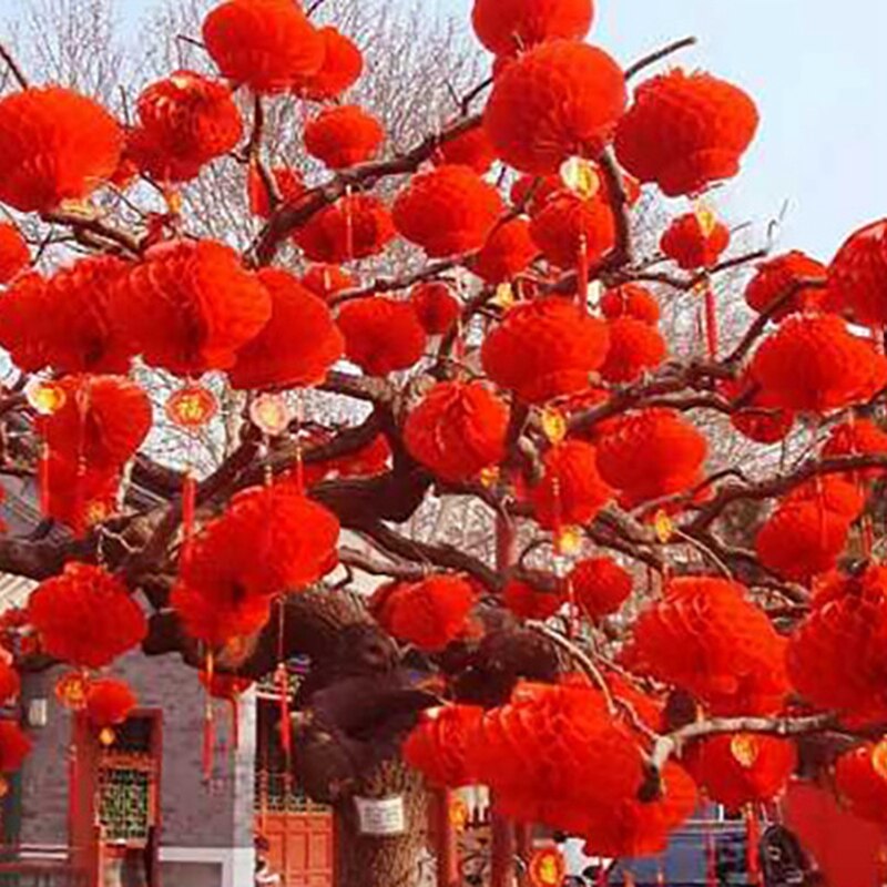 Traditional Chinese Red Plastic Lantern For Chinese Year Decoration Hang Waterproof Festival Home Ornaments Lanterns