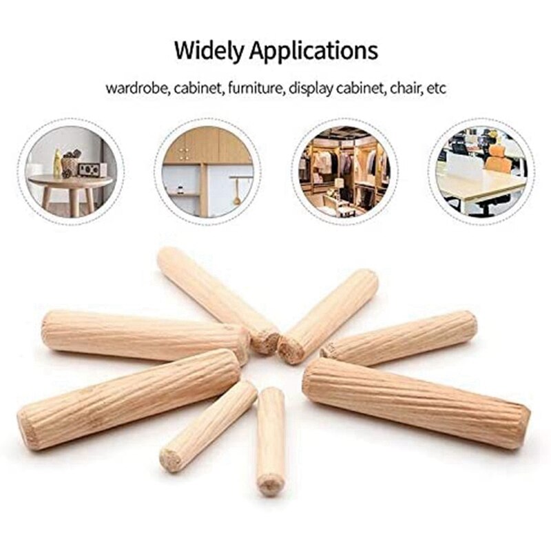100 stuks ronde naalden van eucalyptushout voor meubelbevestiging, 12.7 x 50mm houten staaf voor meubelinstallatie