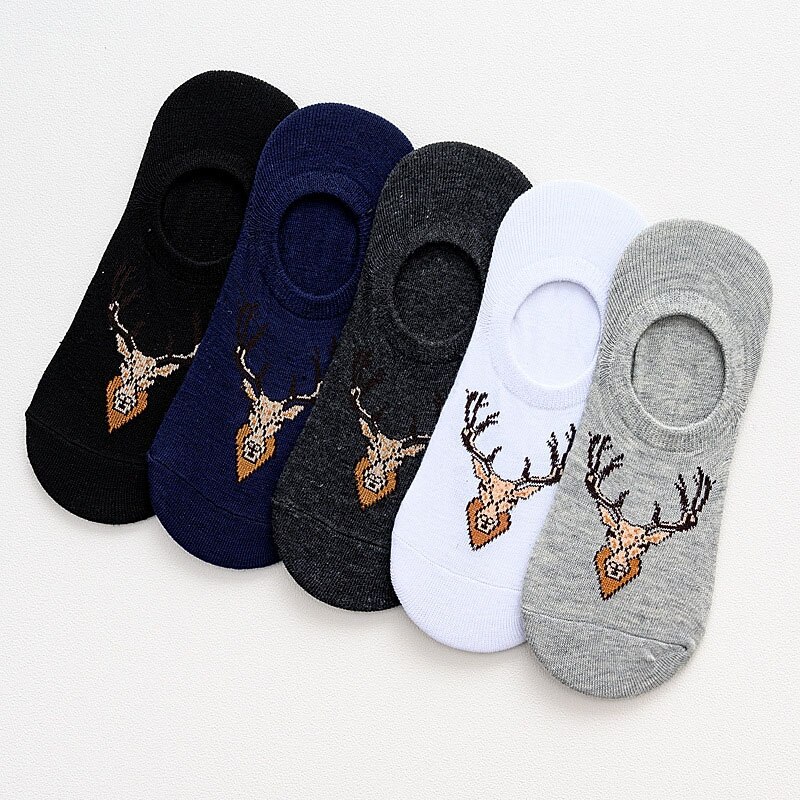 5 Pairs Katoen Mannen Korte Sokken Effen Kleur Laag Onzichtbare Boot Sokken Slippers Ademende Dunne Enkel Zomer Grappige Sokken Man sokken: C