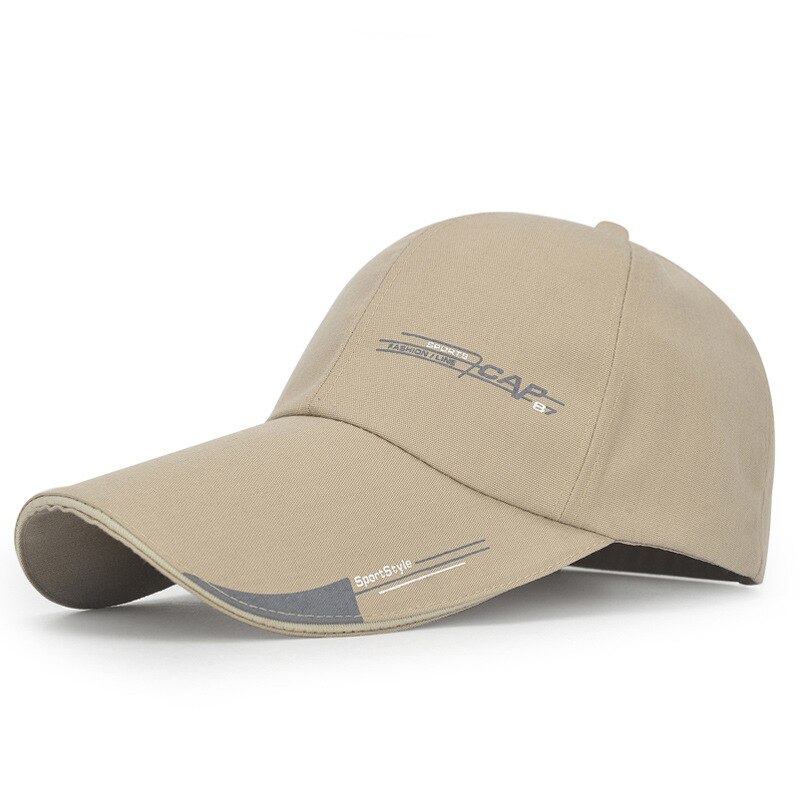 Herren-sportkappe, atmungsaktiv, bedruckt, outdoor-baseballkappe mit schirm, sonnenschutz, snapback-verschluss, angel- und laufkappe: Khaki