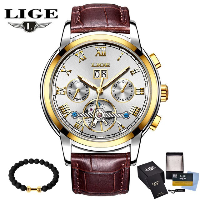 LUIK mannen Skeleton Horloge rvs Antieke Steampunk Casual Automatische Mechanische Horloges Mannelijke Heren Horloge: Grey