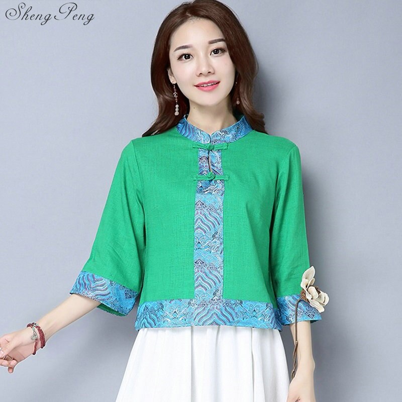 Traditionele chinese kleding voor vrouwen cheongsam top mandarijn kraag womens tops en blouses oosterse China kleding Q662