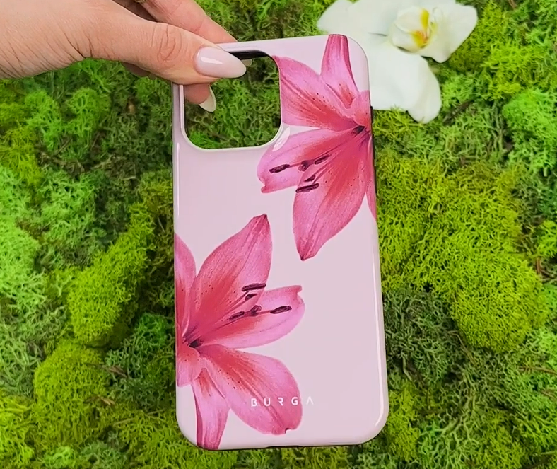 Rosa stort blomster-burga-telefondeksel til iphone 16 15 14 13 12 11 x xr xsmax 7 8 pro max Plus luksuriøst dobbeltlags bakdeksel