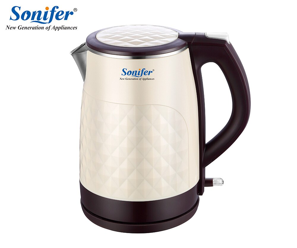 Sonifer – bouilloire électrique sans fil en acier inoxydable 304, théière bouillante à chauffage rapide, 1850W, 1,8 l: White