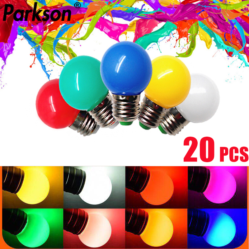 20 stks E27 LED Gloeilamp 220 V G45 1 W LED Kleurrijke Licht Kroonluchter Lamp Kerst Decor Lamp Voor Thuis Versieren Verlichting