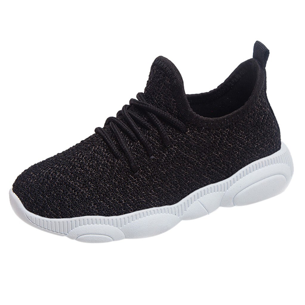 freundlicher Kleinkind freundlicher lässig Sport Schuhe Baby Mädchen Jungen Solide Gittergewebe Sport Lauf Sneaker lässig Warme Kleinkind Krippe Schuhe HOOLER: Schwarz / 35