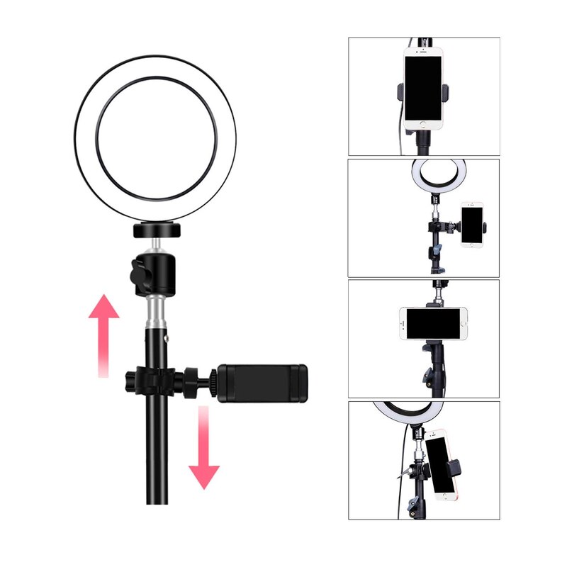 Foto Studio LED Ring Licht 6 in 16cm 3200-5600K 64 LEDs Selfie Ring Lampe Fotografische Beleuchtung mit Stativ Moblie Telefon Klemme