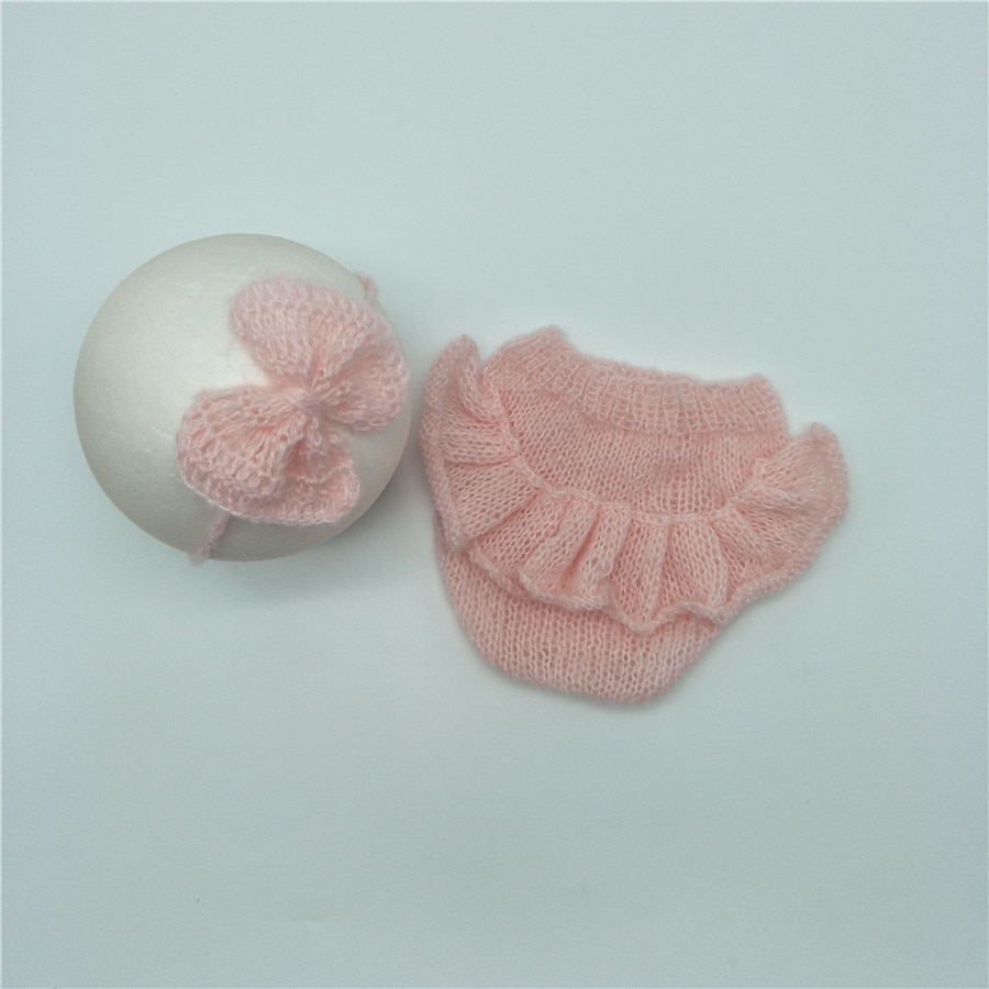 Newborn Mohair Panties Set Newborn Panties Bloomers with Ruffles and Matching Headband Newborn Props Baby Photography Props