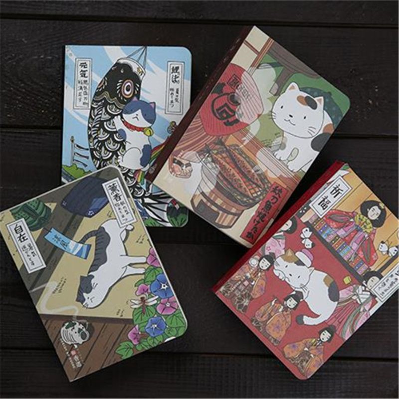 Cute Japanese Cat Notebook Planner Agenda Diary Hard Cover Yearly Monthly Planning Papers Journal Notebook Daily Memos