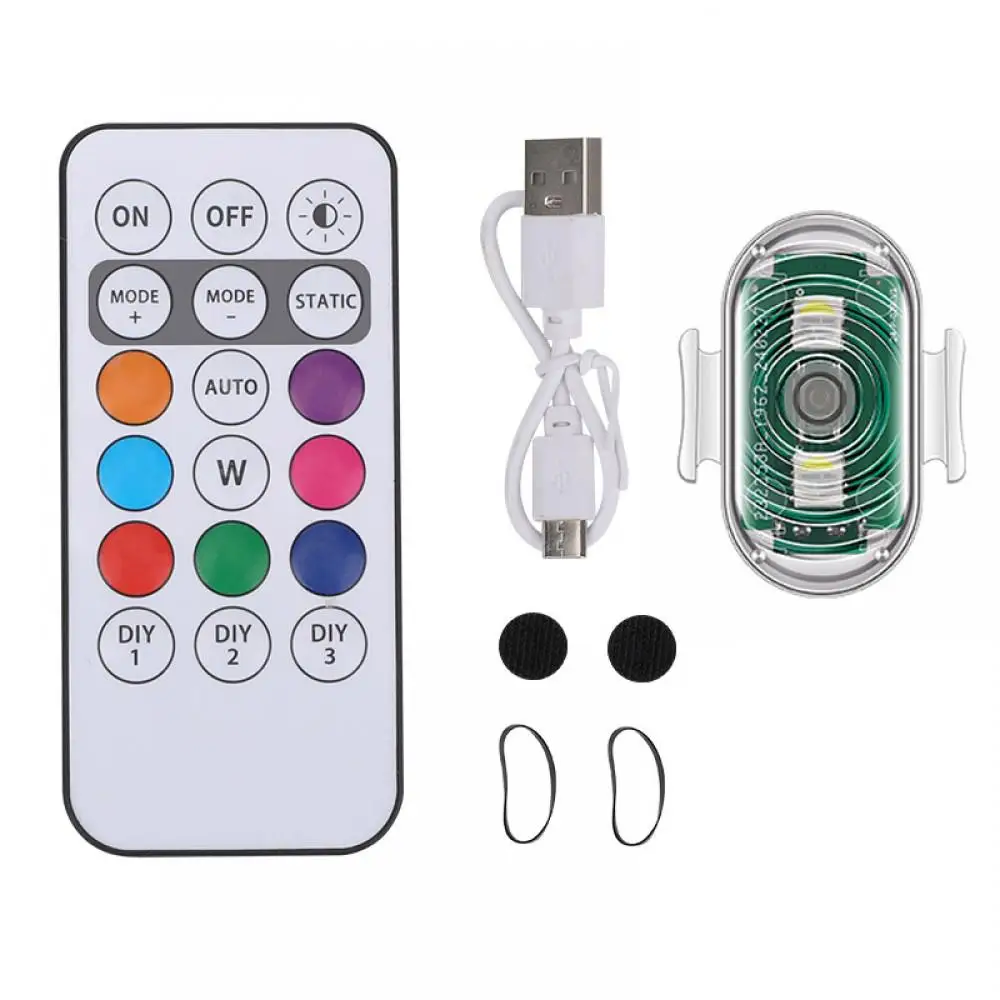 7 farver fjernbetjente rgb led fly strobe lys motorcykel lys led flash lys fly helikopter trådløse advarselslys: Sølv