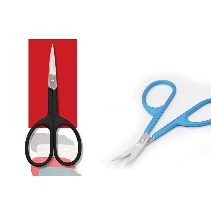 Tijeras de acero inoxidable para maquillaje de cejas, utensilio de belleza con punta inclinada pequeña, para manicura y corte de pelo facial, 1 ud.