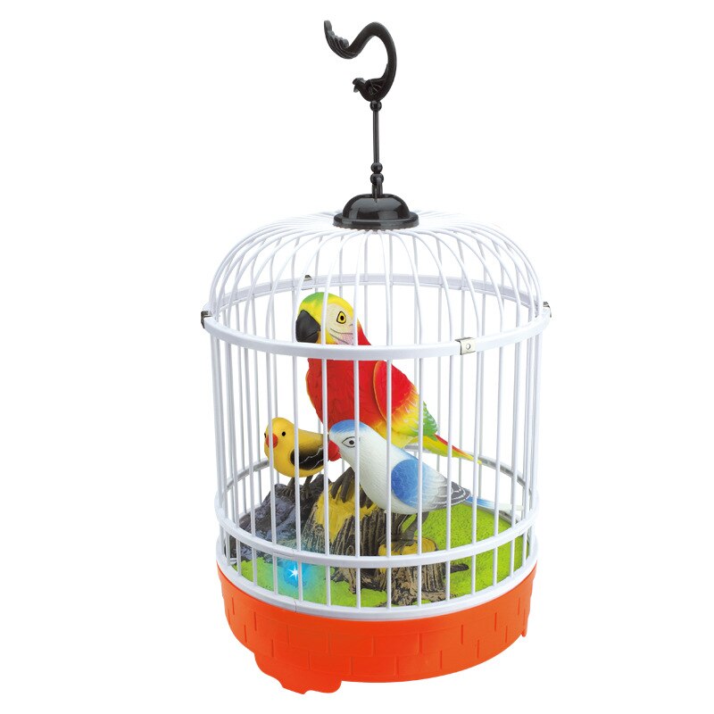 Voice Control Electric Simulation Induction Sing Move Bird Cage Birdcage Toy Home Decoration Garden Ornaments Chrismas: 222-86..