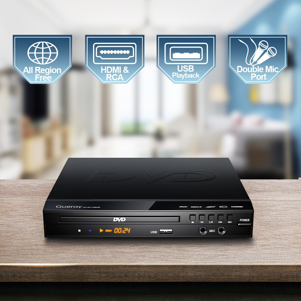 Lecteur DVD numérique/VCD pour la maison, Compact, avec écran LED, télécommande, Audio, HD 1080P, connexion TV