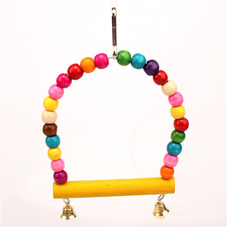 Columpio para aves de juguete para loros, juguete colgante para escalada, puente con escaleras, de madera, arcoíris, hamaca de guacamayos: colorful