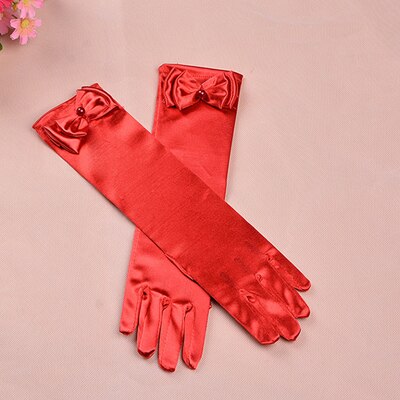 neue handschuhe für mädchen Lange prinzessin handschuhe mädchen hochzeit kleid handschuh bogen kostüm zubehör Satin- handschuhe geburtstag blau: verrotten