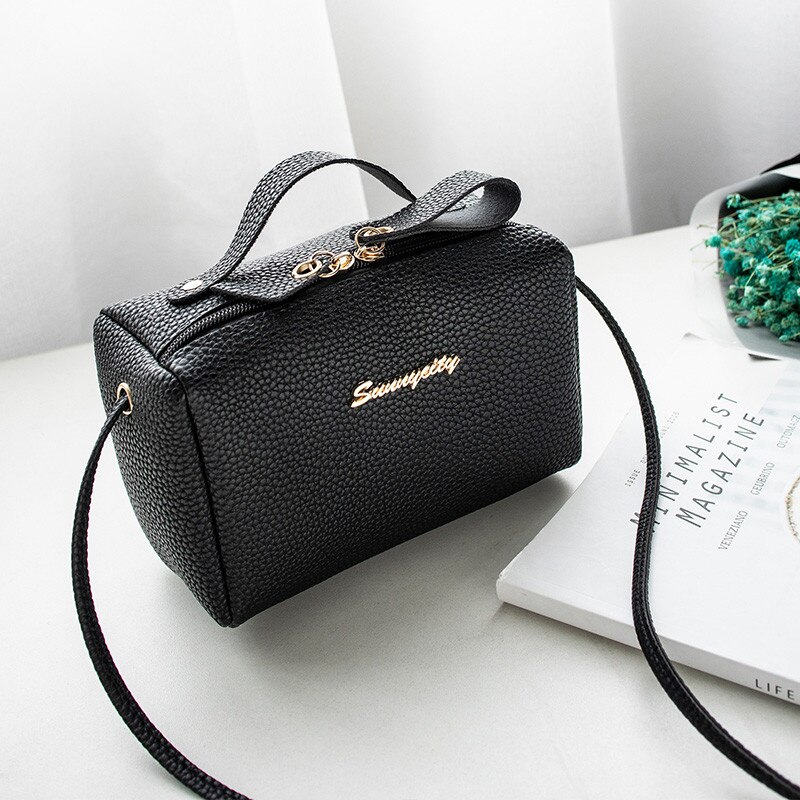 bags for women's handbag bucket bag small purse cell phone shoulder bag cute solid cross body zipper bags purse: Black