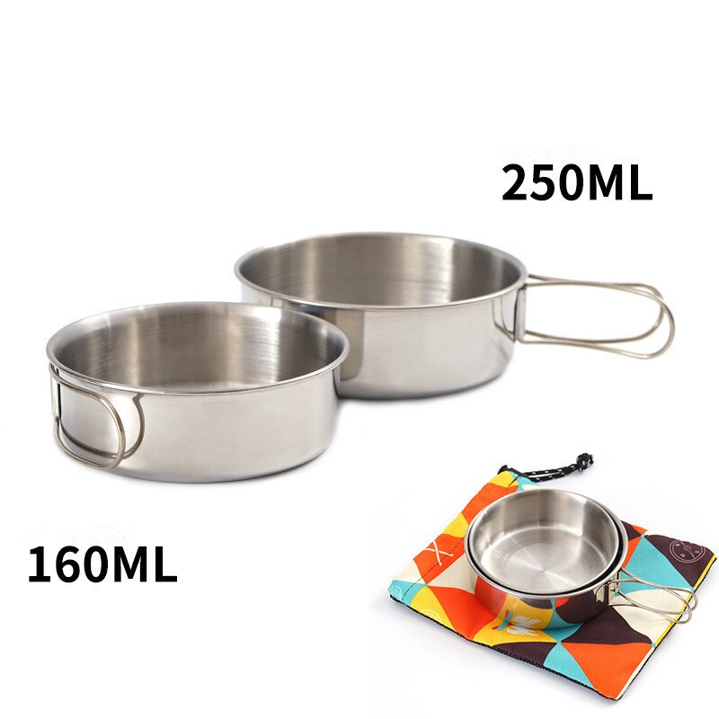 Camping skål kopp i rostfritt stål utomhus matlagning set hopfällbar vandring skål set camping köksredskap servis skålar för backpacking
