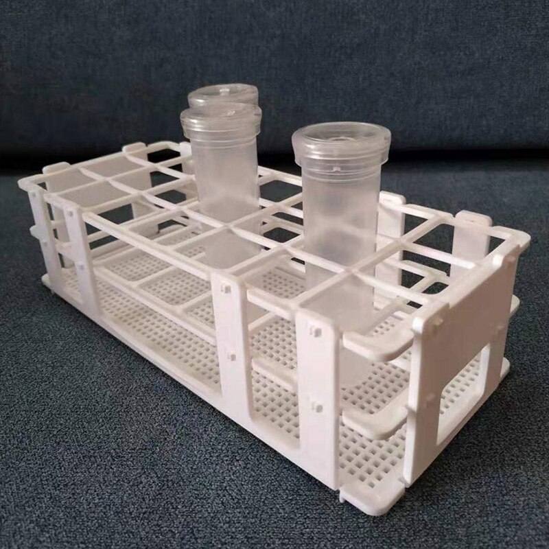 3 Paquetes de prueba de plástico soporte de tubos 21 agujeros tubo de ensayo para laboratorio soporte de tubos soporte para 30mm tubos de ensayo blanco desmontable (21 agujeros)