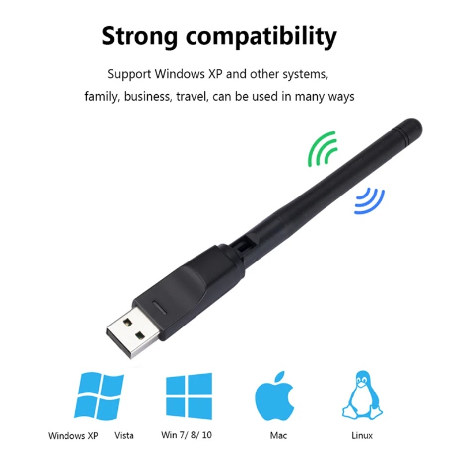 Nuovo adattatore USB WIFI MT7601 Scheda di rete wireless WiFi USB 2.0 da 150 Mbps Adattatore 802.11 b/g/n con ruotabile per PC portatile Windows