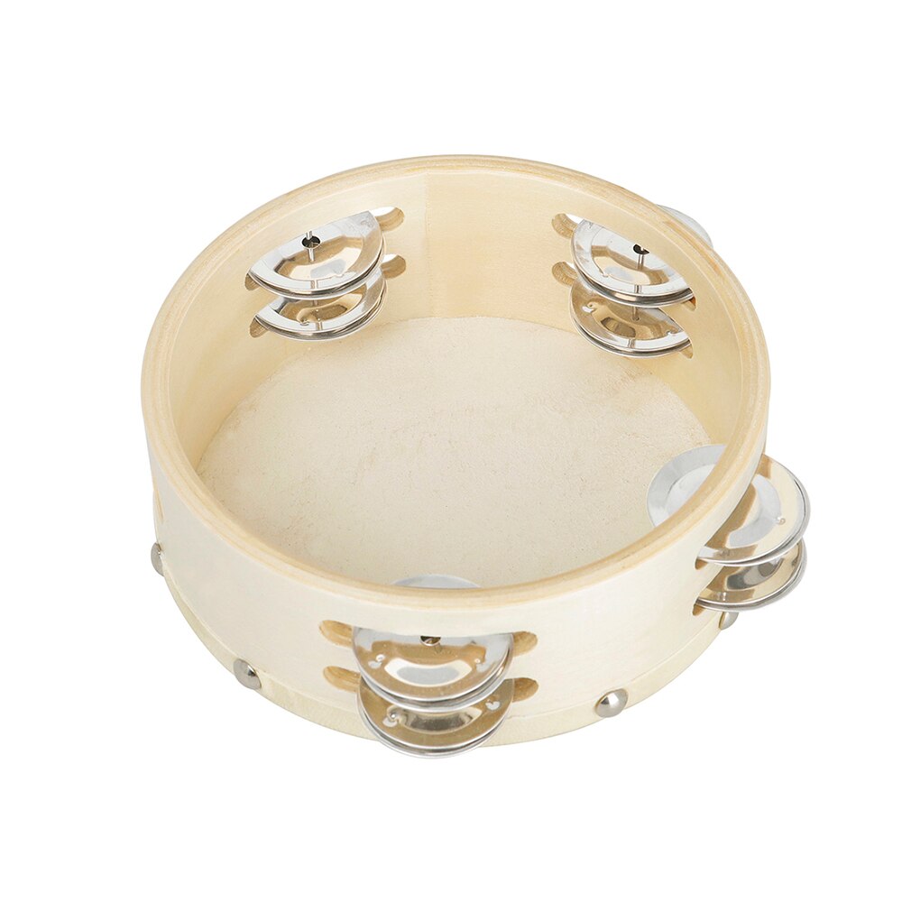 6 inch Hand Held Tambourine Drum Bell Birch Metal Jingles Percussion Musical Educational Instrument for KTV Party Kids Games