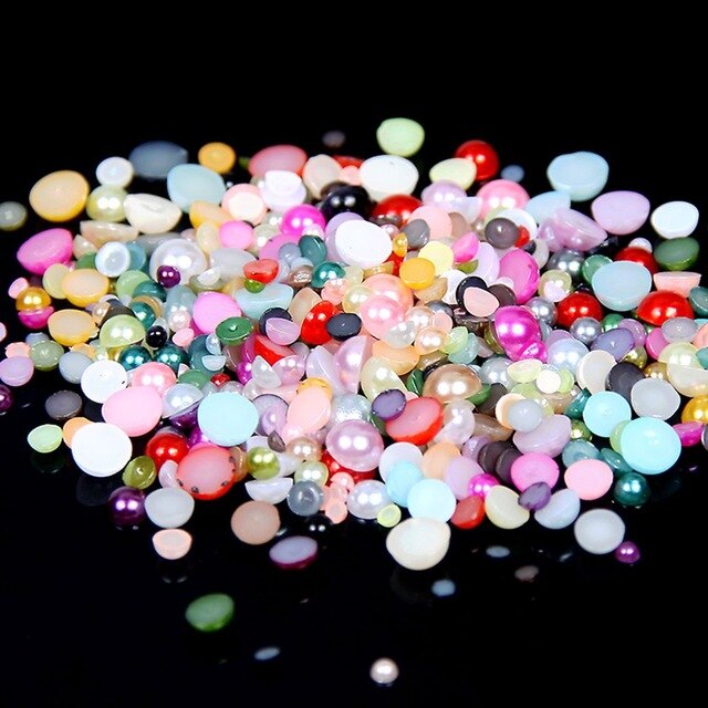 28 rutnät/uppsättning naglar glitter halv pärla nit nitar legering set för 3d pärlor diy hem nagelkonst dekoration smycken pärla leverantör: 2mm 1000 st